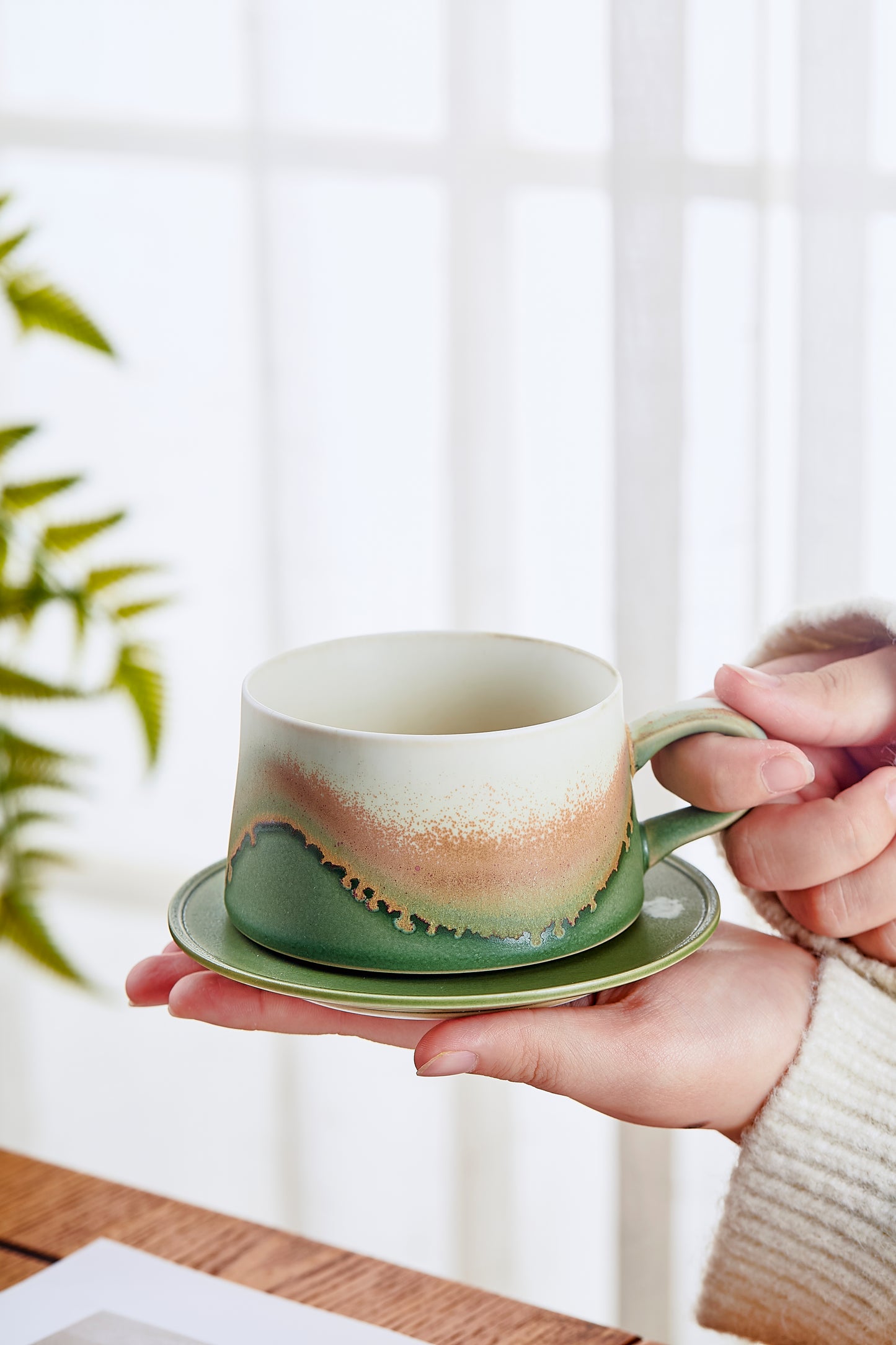 Handmade Jade Forest Coffee Cup