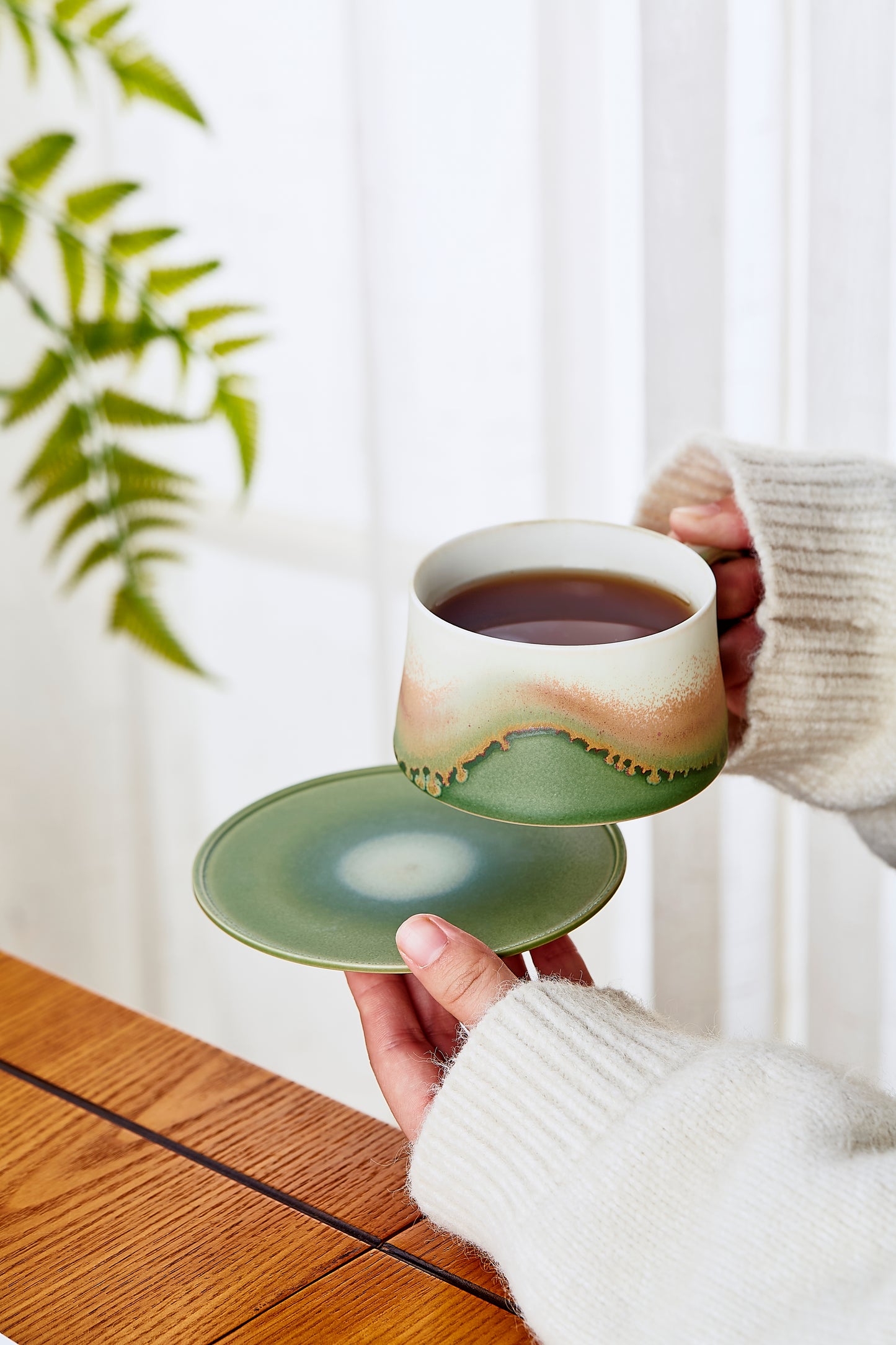 Handmade Jade Forest Coffee Cup