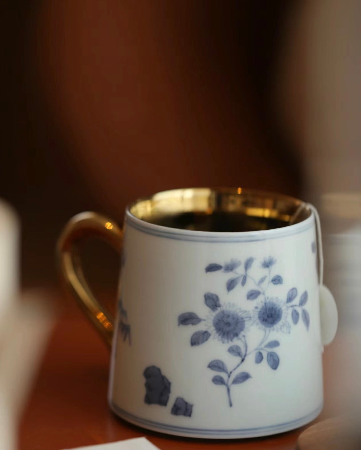 Hand-Drawn Fish and Floral Coffee Cups (Pair)