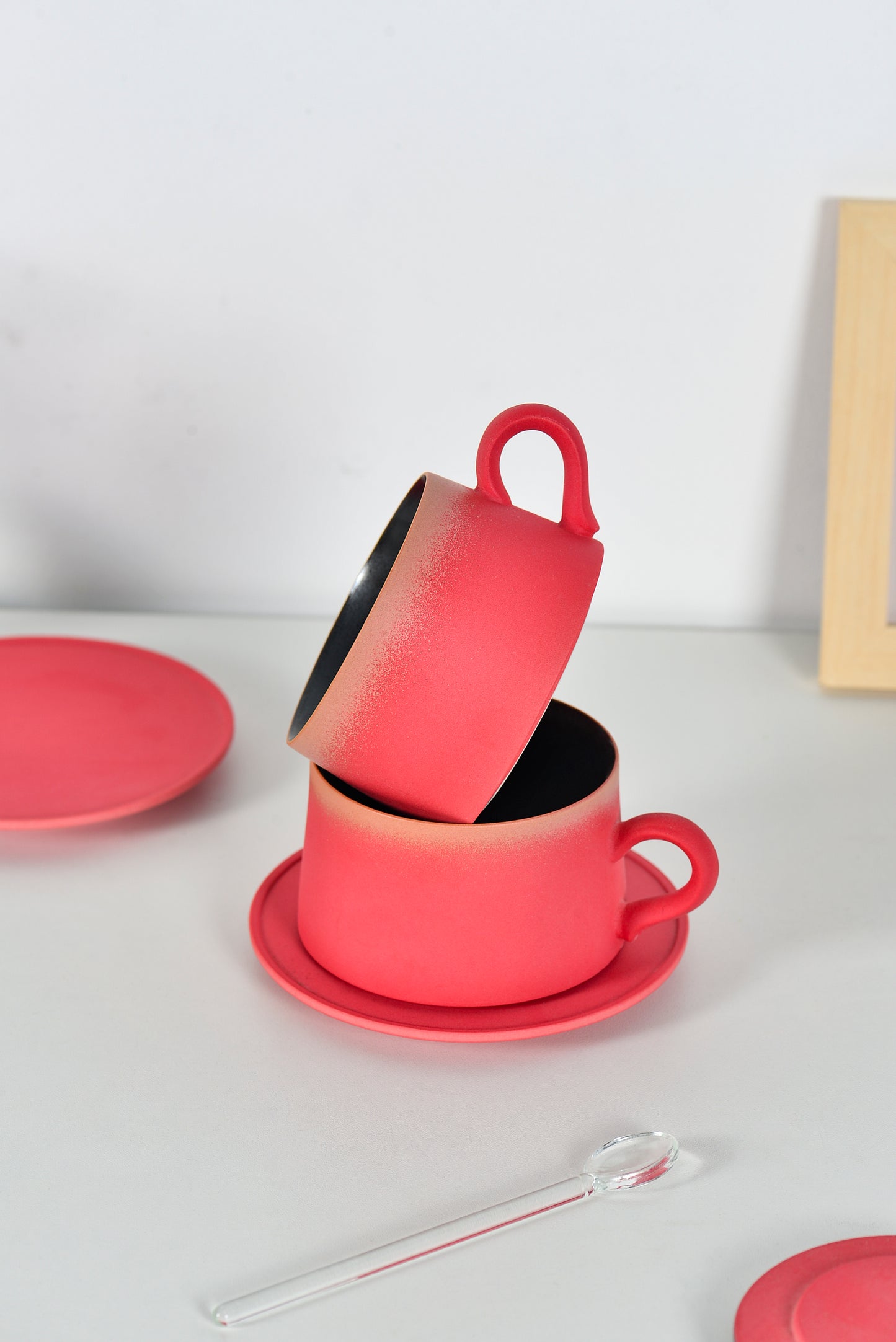 Handmade Sand Red Coffee Cup Set