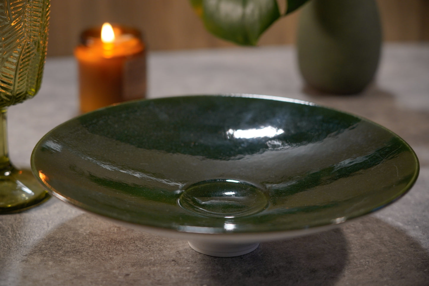 Handmade Green and White Bamboo Hat Bowl